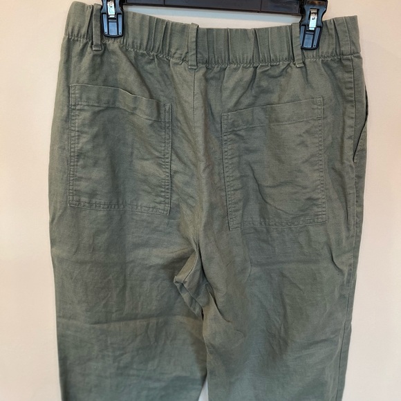 Gap Olive Green Linen Cotton Pants Elastic Waist Womens Medium - Picture 5 of 7